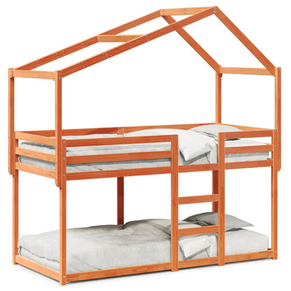 Letto a Castello con Tetto Cera 90x200 cm Legno Massello Pino | homemem39