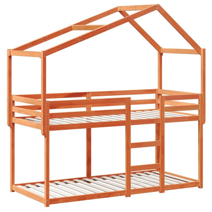 Letto a Castello con Tetto Cera 90x200 cm Legno Massello Pino | homemem39