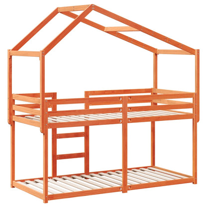 Letto a Castello con Tetto Cera 80x200 cm Legno Massello Pino | homemem39