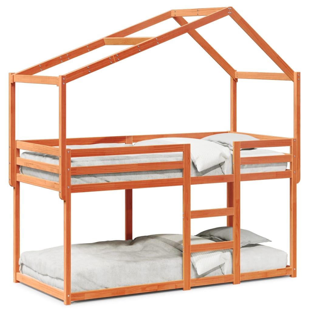 Letto a Castello con Tetto Marrone Cera 90x190 cm Massello Pino | homemem39