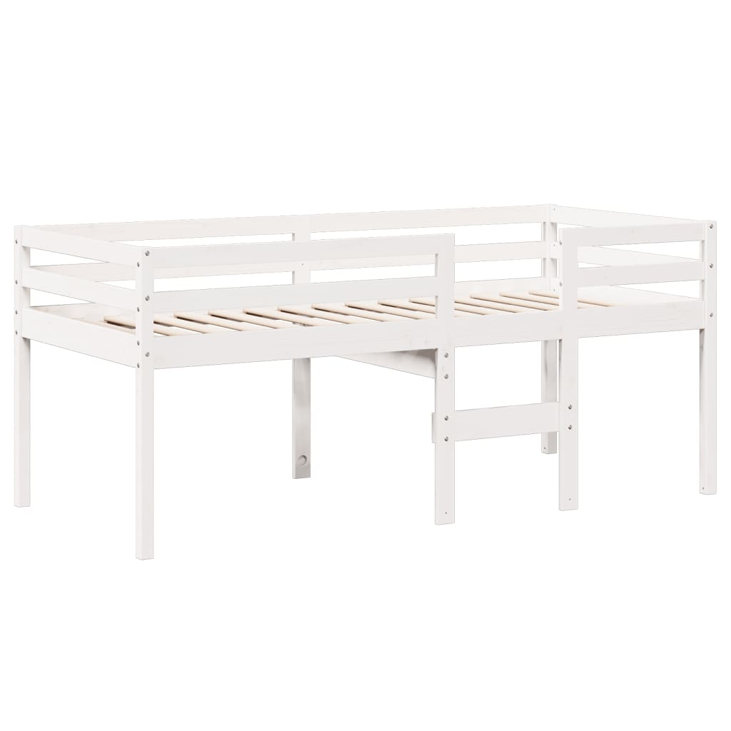 Letto a Soppalco con Tetto Bianco 90x200 cm Legno Massello Pino - homemem39