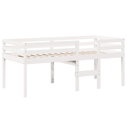 Letto a Soppalco con Tetto Bianco 90x200 cm Legno Massello Pino - homemem39