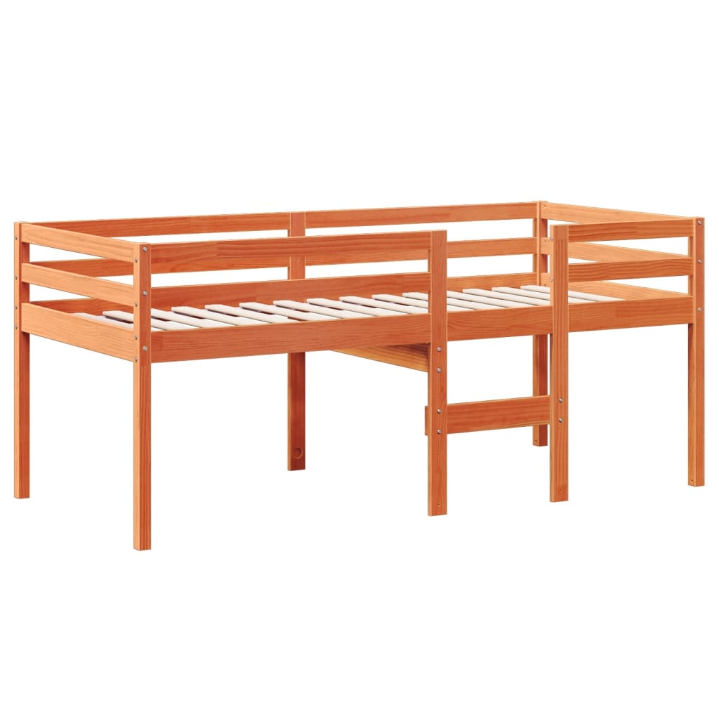 Letto a Soppalco con Tetto Cera 75x190cm Legno Massello di Pino | homemem39