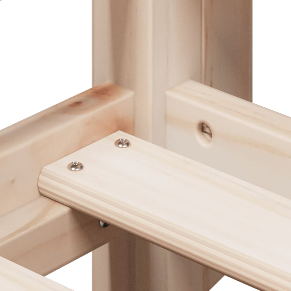 Letto Soppalco con Scala e Tetto 90x200 cm Legno Massello Pino - homemem39