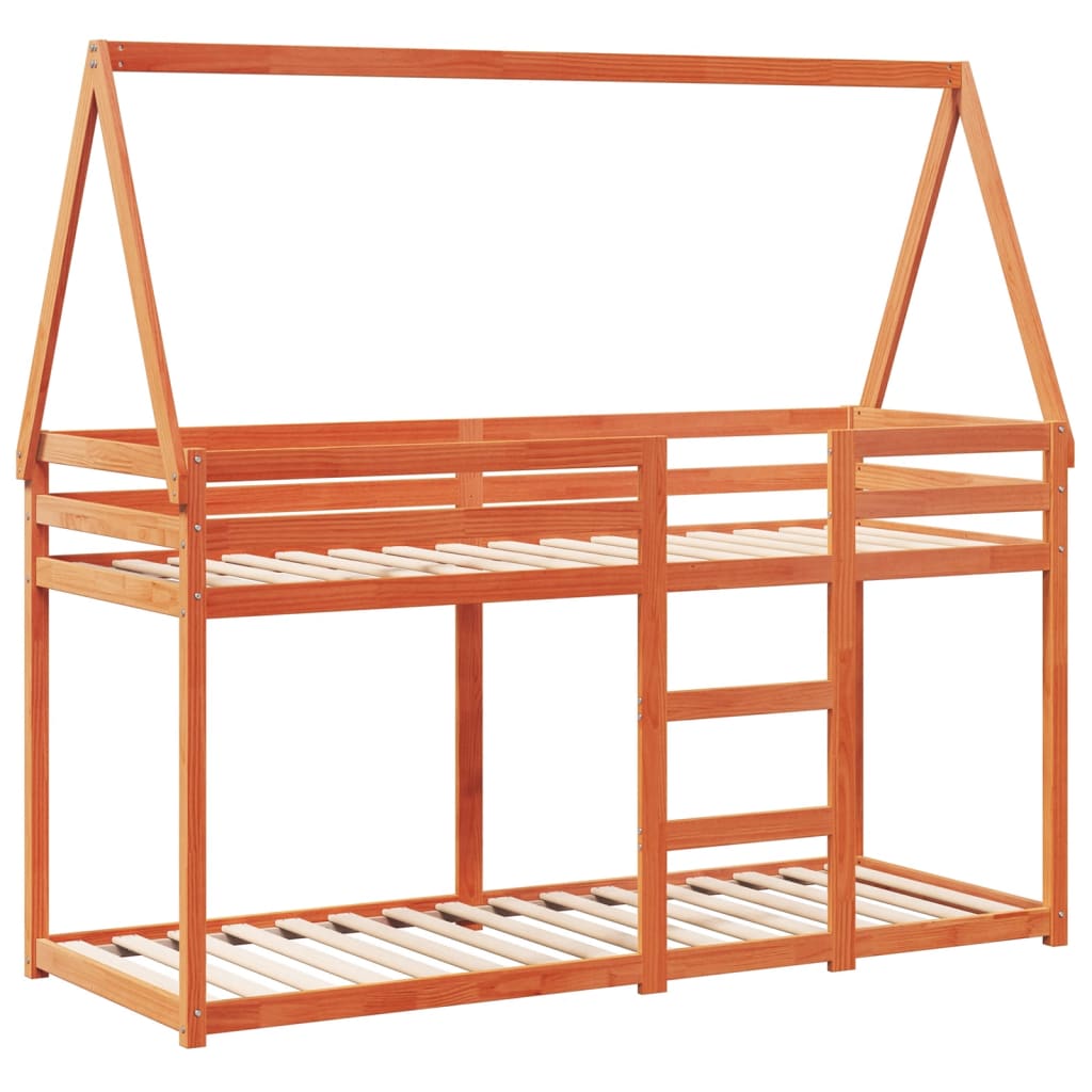 Letto a Castello con Tetto Cera 90x200 cm Legno Massello Pino | homemem39