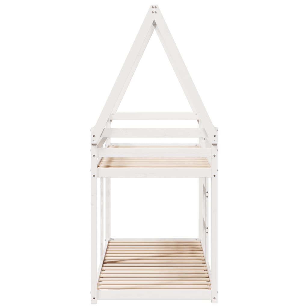 Letto a Castello con Tetto Bianco 90x200 cm in Legno di Pino - homemem39