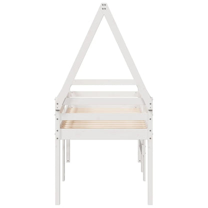 Letto a Soppalco con Tetto Bianco 90x200 cm in Legno di Pino - homemem39