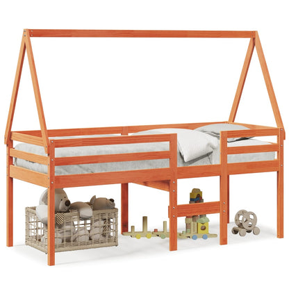 Letto a Soppalco con Tetto Marrone Cera 90x200 cm Legno di Pino - homemem39