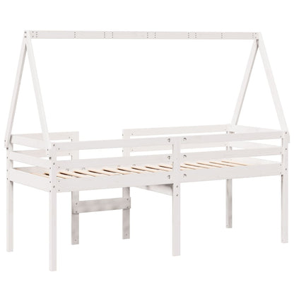 Letto a Soppalco con Tetto Bianco 80x200 cm in Legno di Pino - homemem39