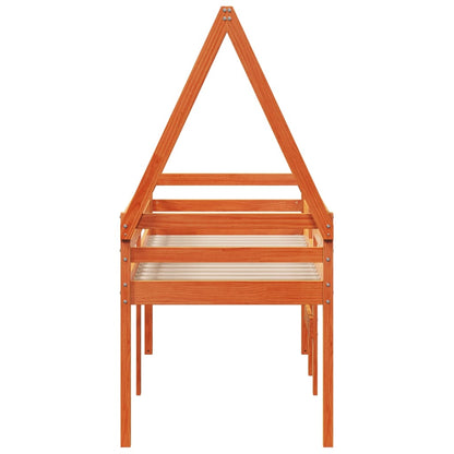 Letto a Soppalco con Tetto Cera 80x200 cm in Legno di Pino - homemem39