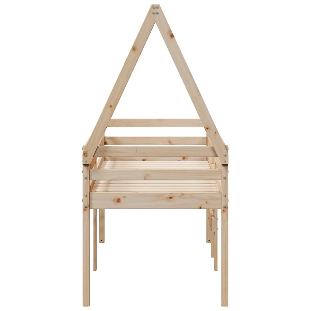 Letto a Soppalco con Tetto 90x190 cm Legno Massello di Pino - homemem39