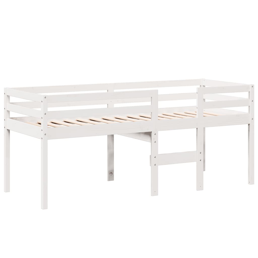 Letto a Soppalco con Tetto Bianco 75x190 cm in Legno di Pino