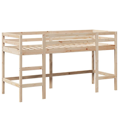 Letto Soppalco con Scala e Tetto 80x200 cm Legno Massello Pino - homemem39