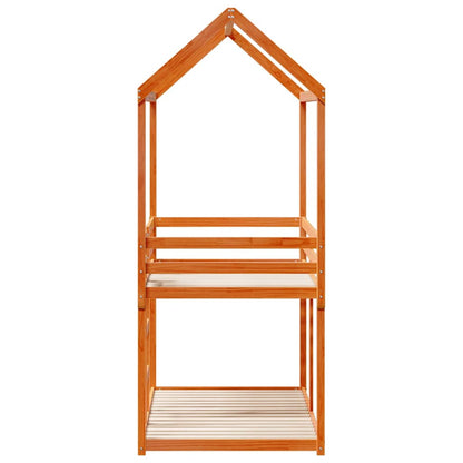 Letto a Castello con Tetto Cera 90x200 cm Legno Massello Pino | homemem39
