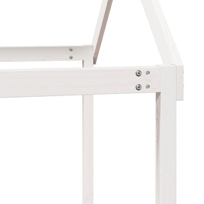 Letto a Castello con Tetto Bianco 80x200 cm Legno Massello Pino