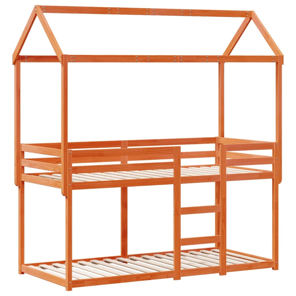 Letto a Castello con Tetto Marrone Cera 90x190 cm Massello Pino | homemem39