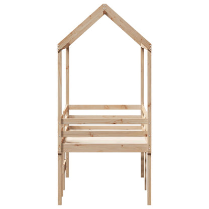 Letto a Soppalco con Tetto 90x190 cm Legno Massello di Pino - homemem39