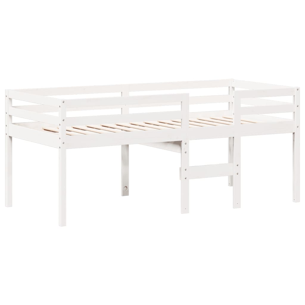 Letto a Soppalco con Tetto Bianco 90x190 cm in Legno di Pino - homemem39