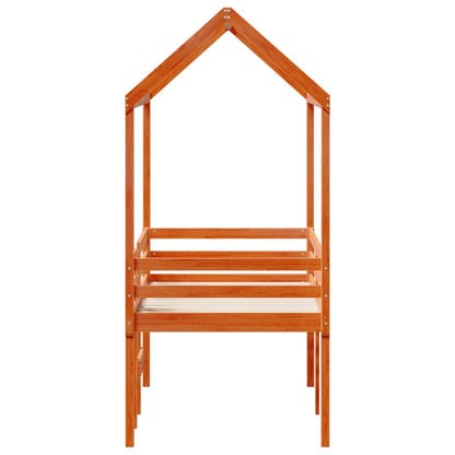 Letto a Soppalco con Tetto Cera 90x190cm Legno Massello di Pino - homemem39