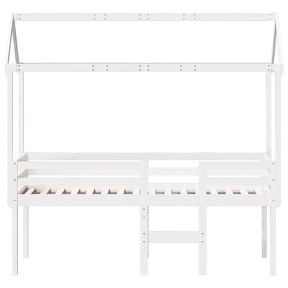 Loft Bed with White Roof 75x190 cm in Pine Wood