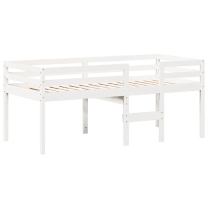 Letto a Soppalco con Tetto Bianco 75x190 cm in Legno di Pino