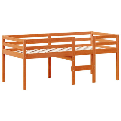 Letto a Soppalco con Tetto Cera 75x190cm Legno Massello di Pino | homemem39