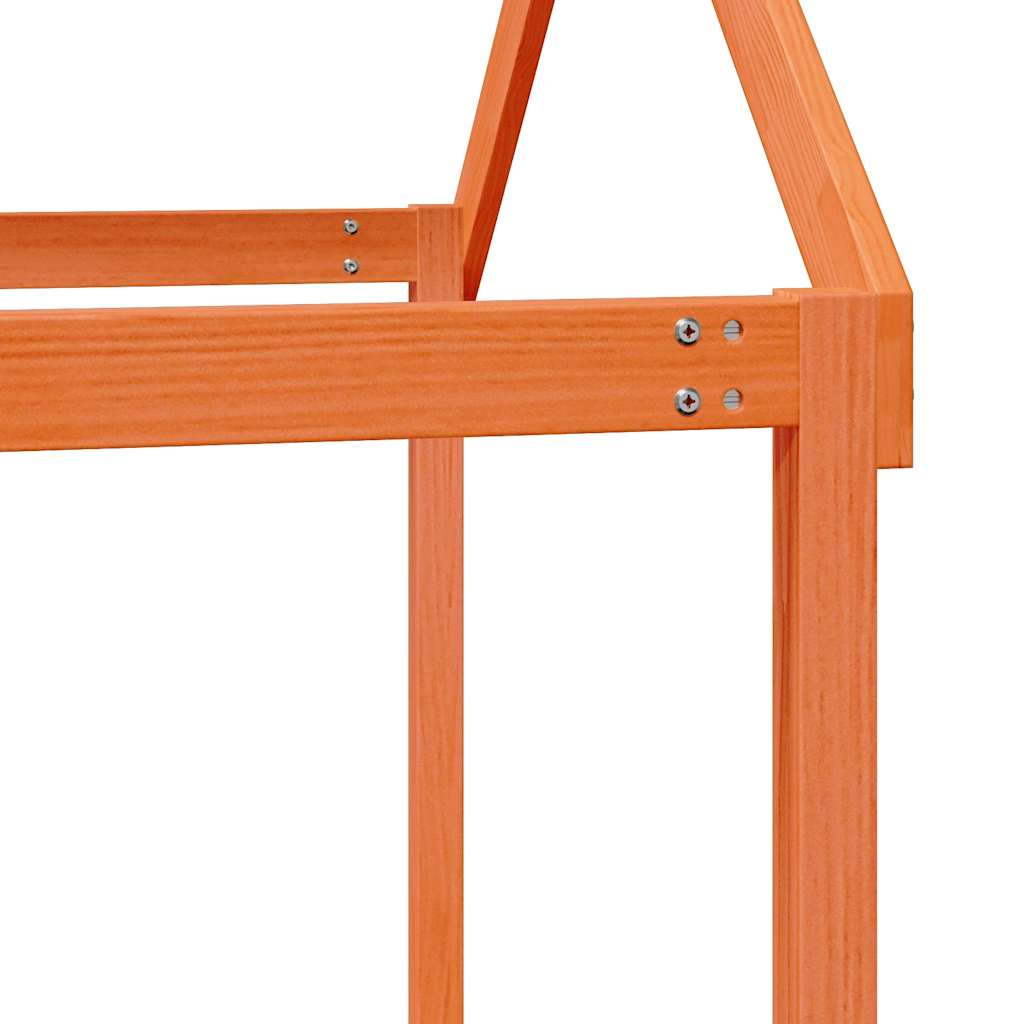 Letto a Soppalco con Tetto Cera 75x190cm Legno Massello di Pino | homemem39