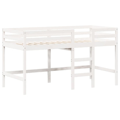 Letto Soppalco con Scala e Tetto Bianco 90x190 cm Massello Pino