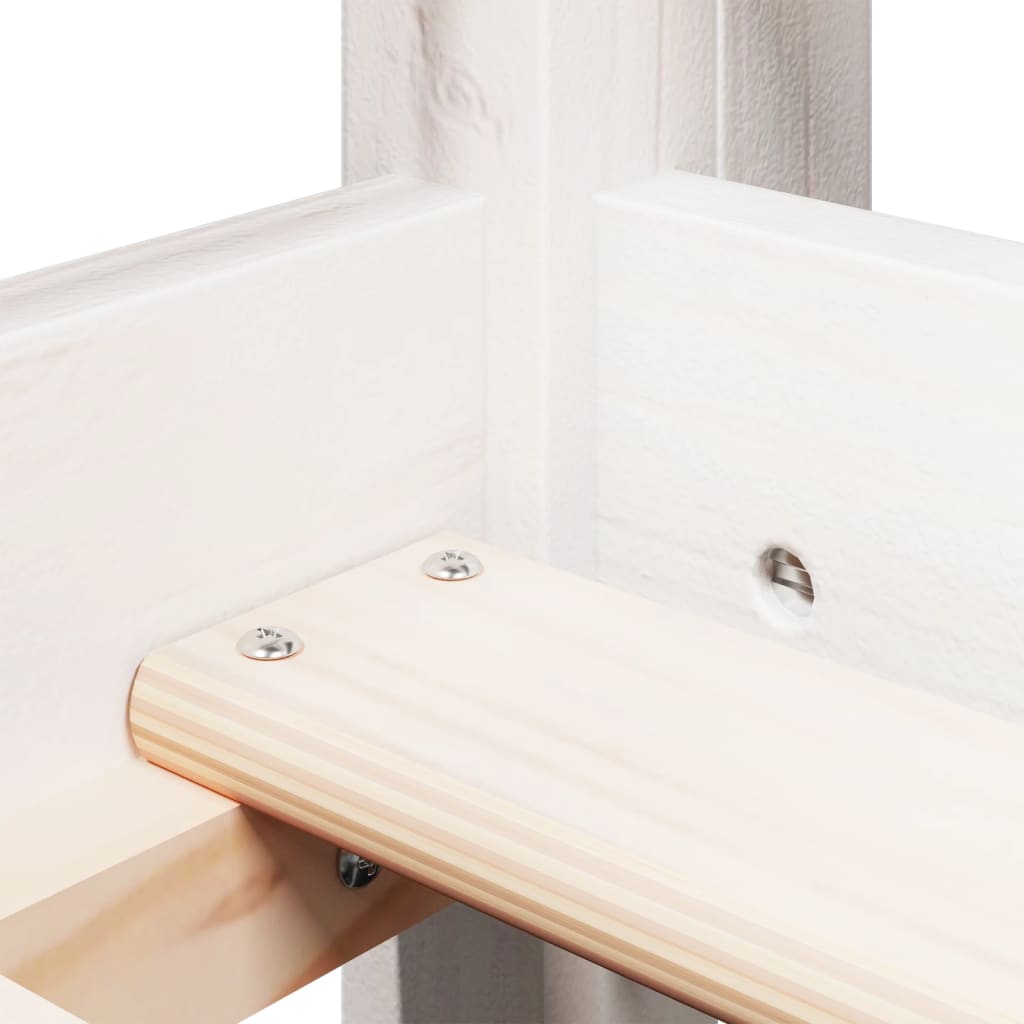 Letto Soppalco con Scala e Tetto Bianco 90x190 cm Massello Pino