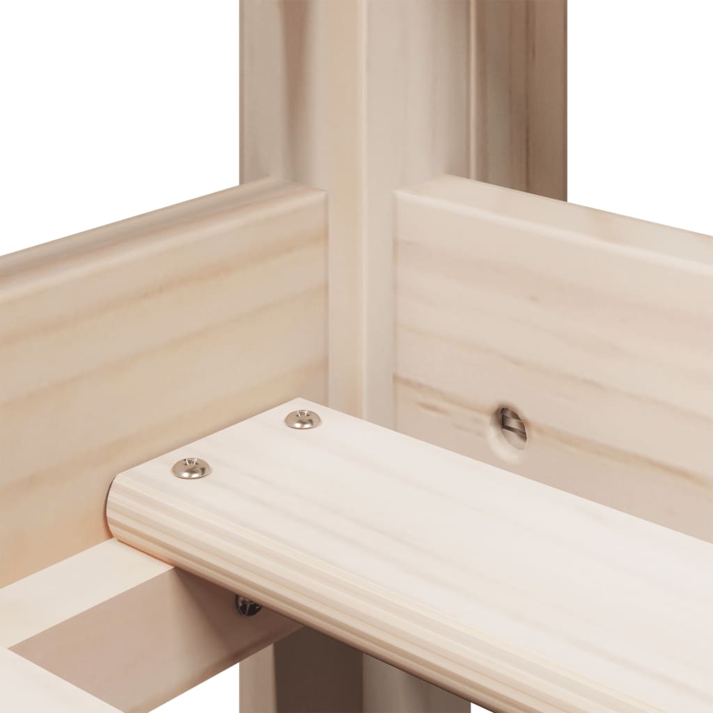 Letto Soppalco con Scala e Tetto 90x200 cm Legno Massello Pino - homemem39