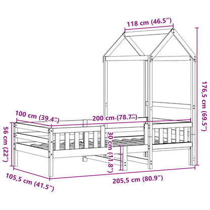 Giroletto con Tetto Cera 100x200 cm in Legno Massello di Pino | homemem39