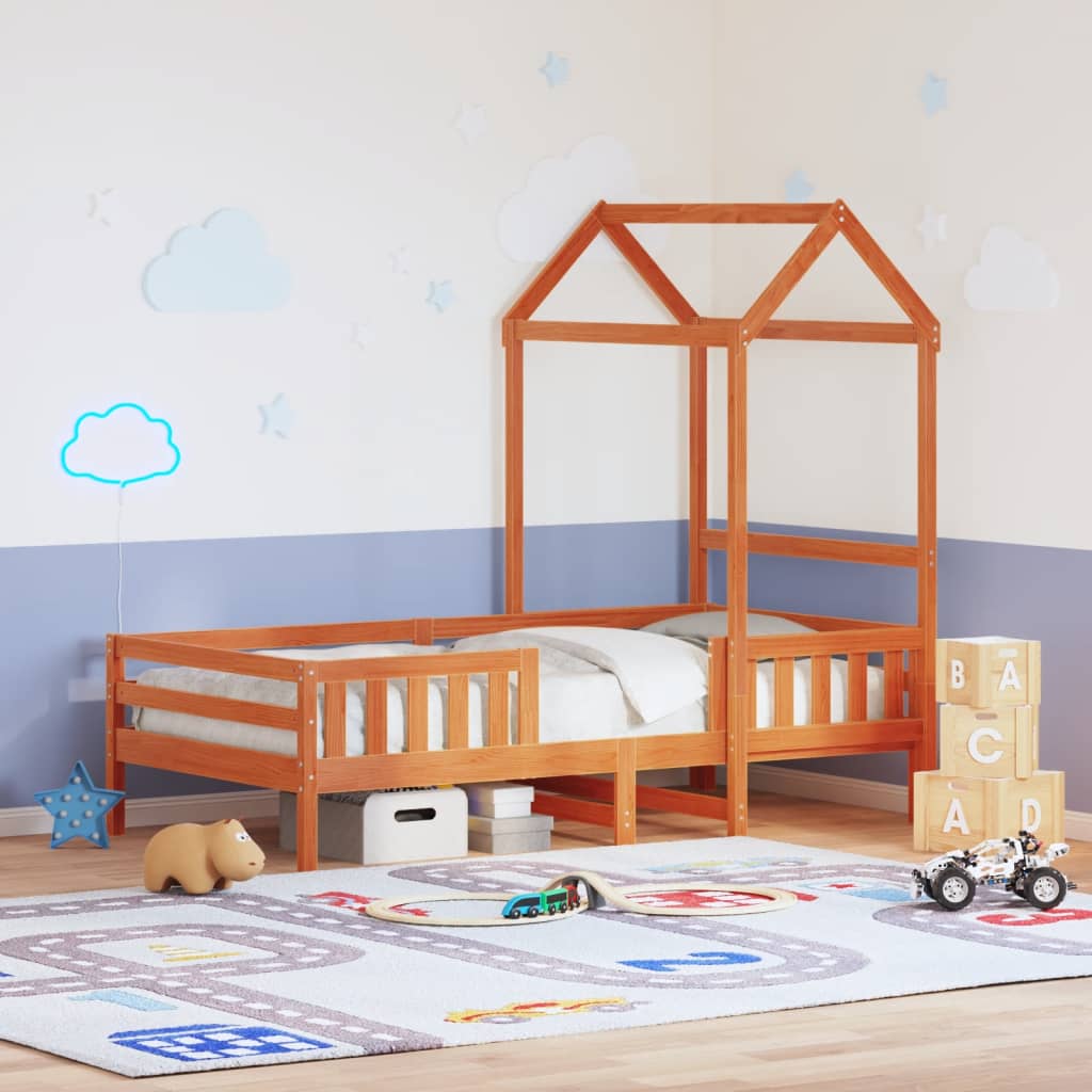 Giroletto con Tetto Cera 80x200 cm Legno Massello Pino | homemem39