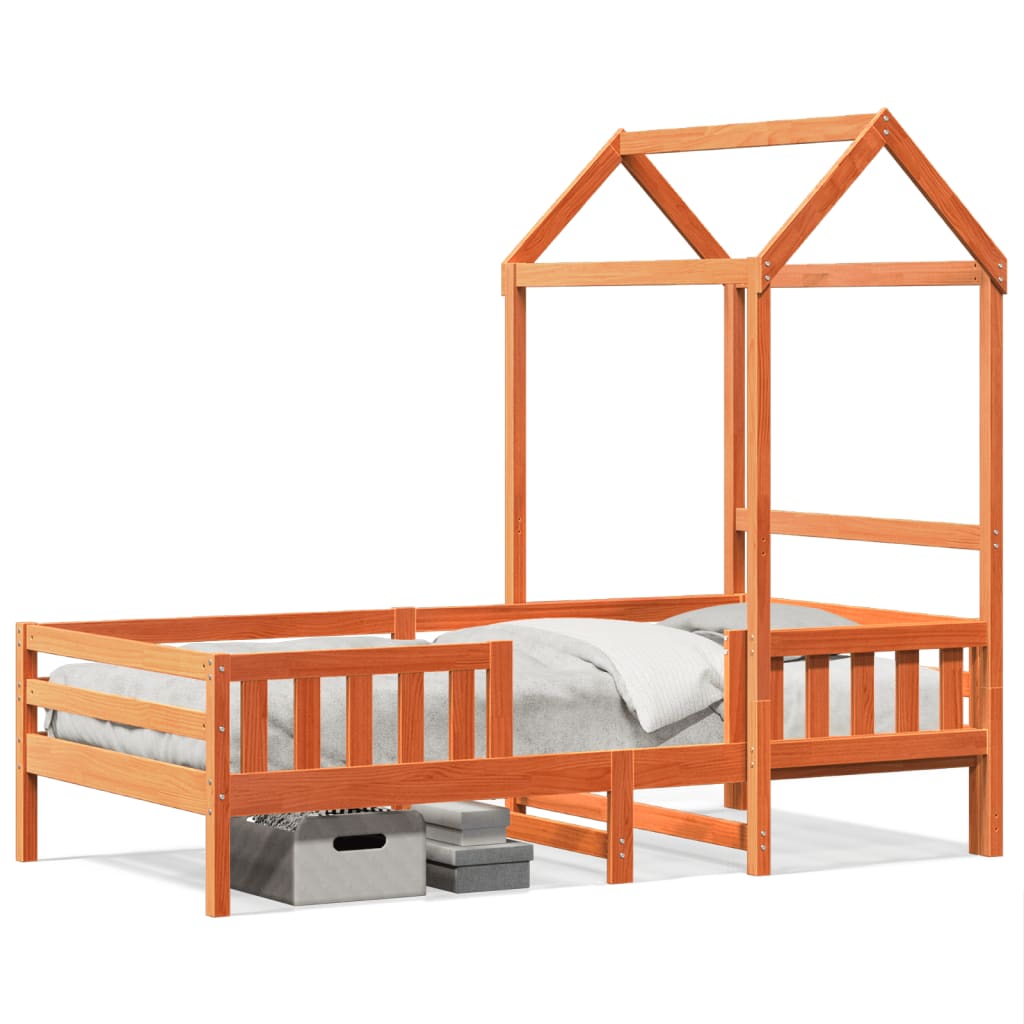 Giroletto con Tetto Marrone Cera 75x190 cm in Legno di Pino | homemem39