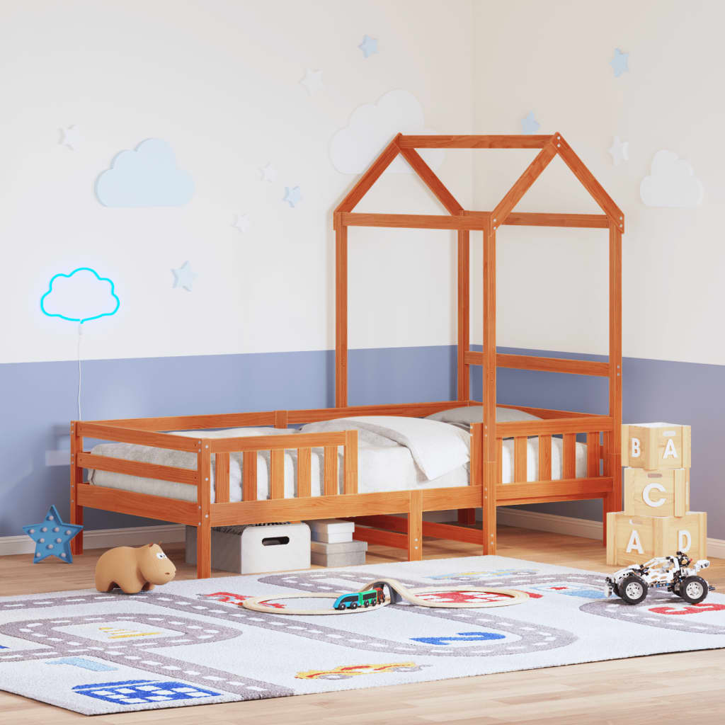 Giroletto con Tetto Marrone Cera 75x190 cm in Legno di Pino | homemem39