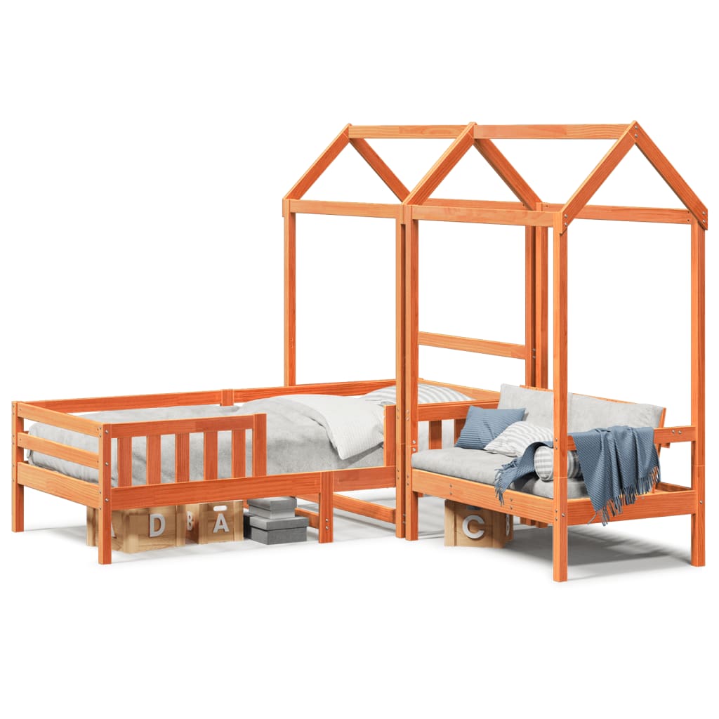 Giroletto con Panca e Tetto Cera 80x200 cm Legno Massello Pino | homemem39