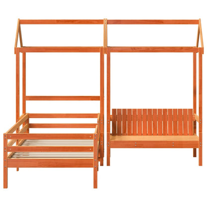 Giroletto con Panca e Tetto Cera 80x200 cm Legno Massello Pino | homemem39