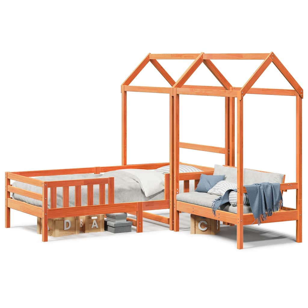 Giroletto con Panca e Tetto Marrone Cera 75x190cm Massello Pino | homemem39