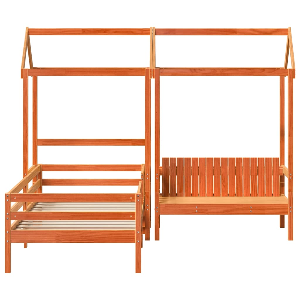 Giroletto con Panca e Tetto Marrone Cera 75x190cm Massello Pino | homemem39