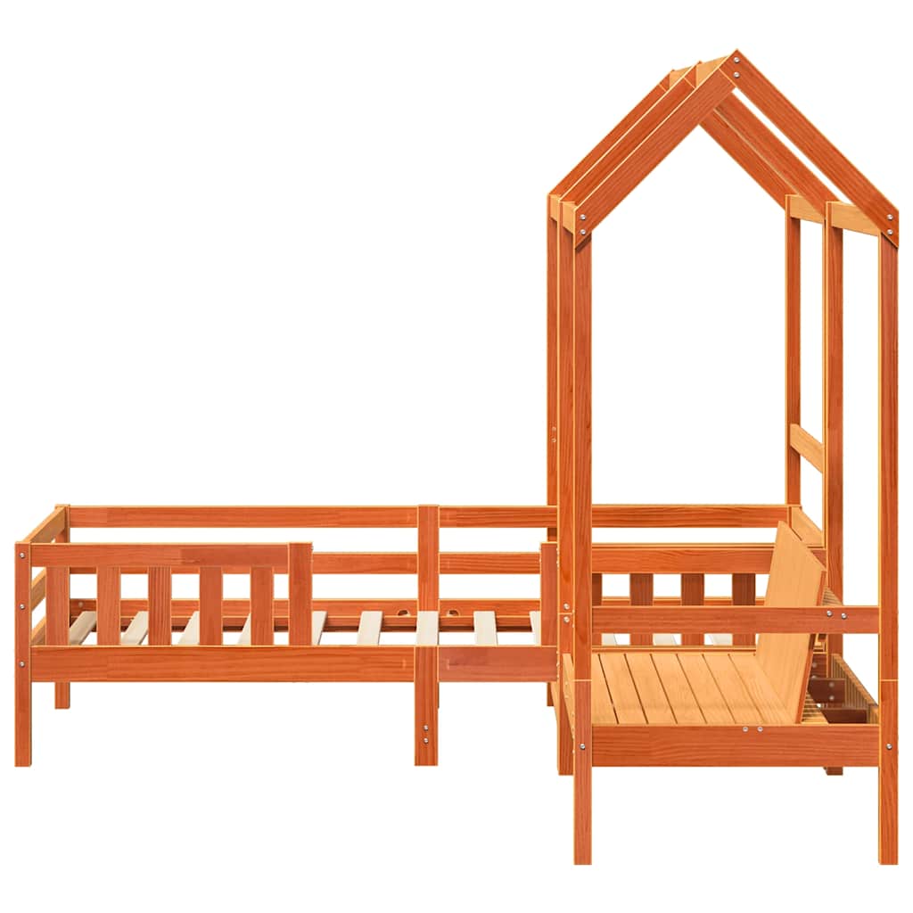 Giroletto con Panca e Tetto Marrone Cera 75x190cm Massello Pino | homemem39