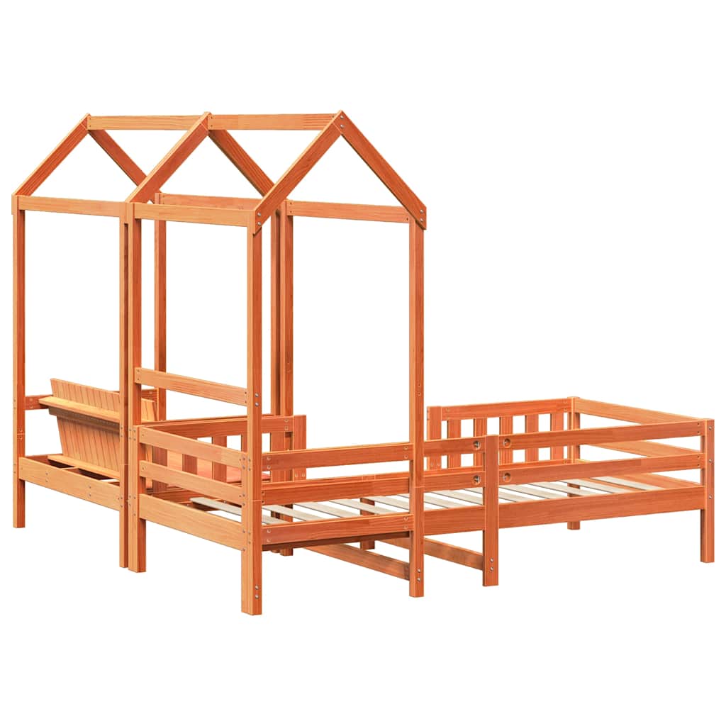 Giroletto con Panca e Tetto Marrone Cera 75x190cm Massello Pino | homemem39