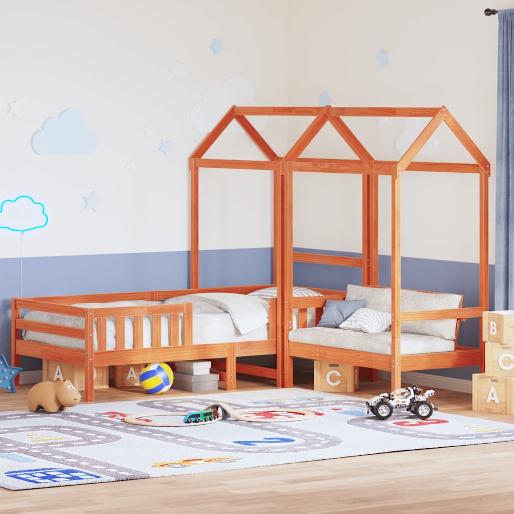 Giroletto con Panca e Tetto Marrone Cera 75x190cm Massello Pino | homemem39