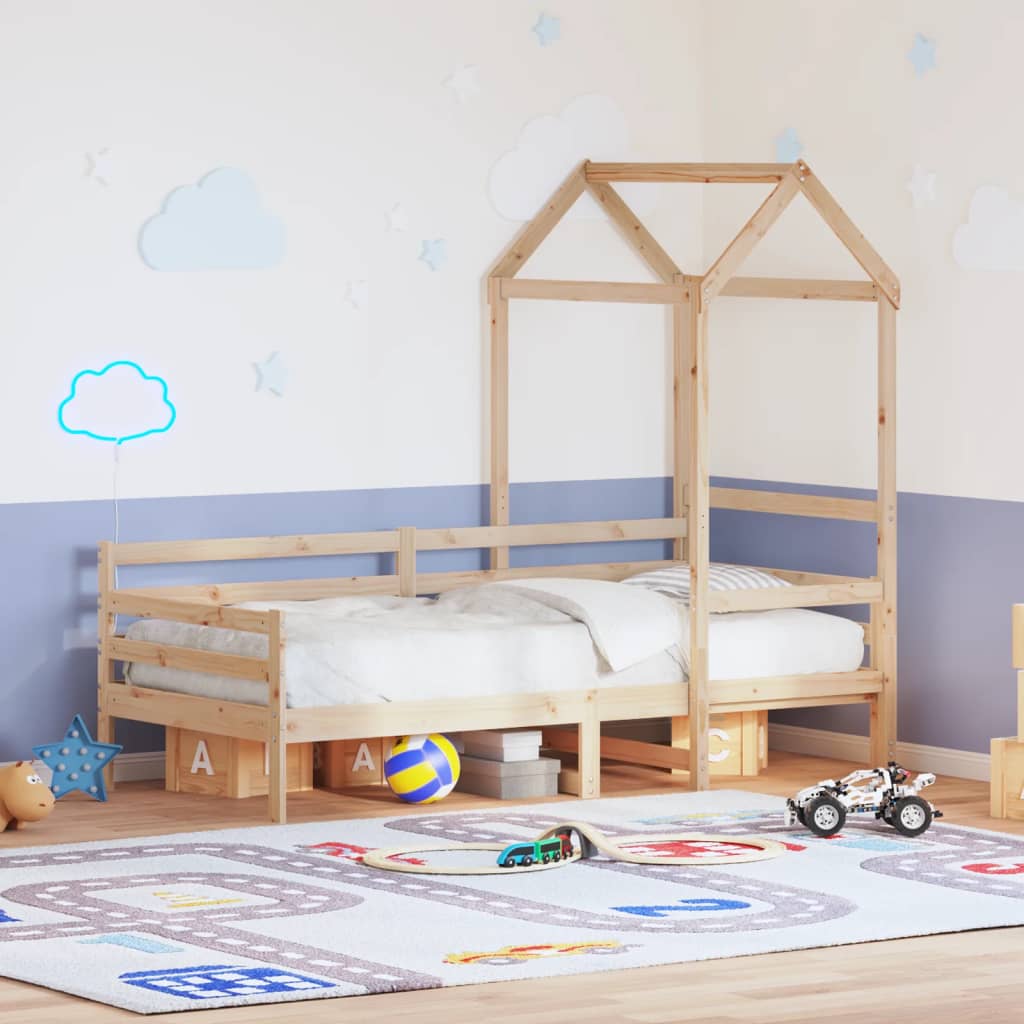 Dormeuse con Tetto 90x190 cm in Legno Massello di Pino - homemem39