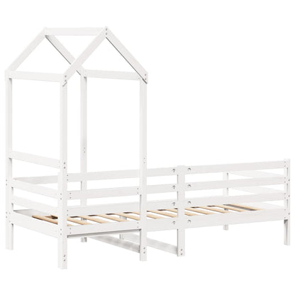 Dormeuse con Tetto 80x200 cm Bianco in Legno Massello di Pino