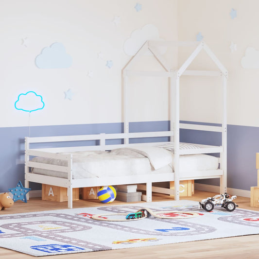 Dormeuse con Tetto 80x200 cm Bianco in Legno Massello di Pino | homemem39