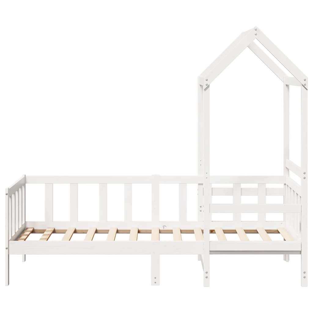 Dormeuse con Tetto 80x200 cm Bianco in Legno Massello di Pino | homemem39