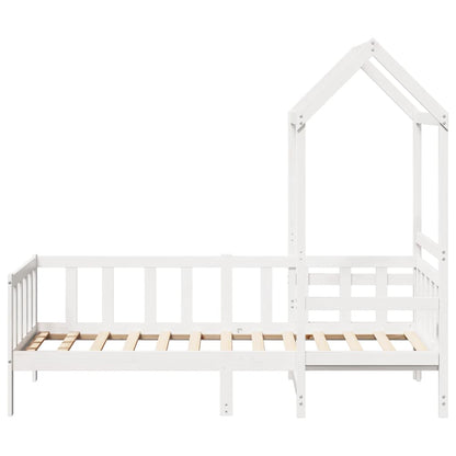Dormeuse con Tetto 80x200 cm Bianco in Legno Massello di Pino | homemem39