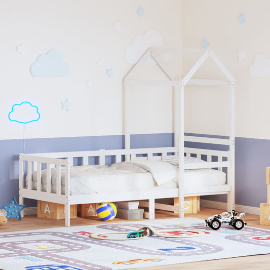 Dormeuse con Tetto 80x200 cm Bianco in Legno Massello di Pino - homemem39