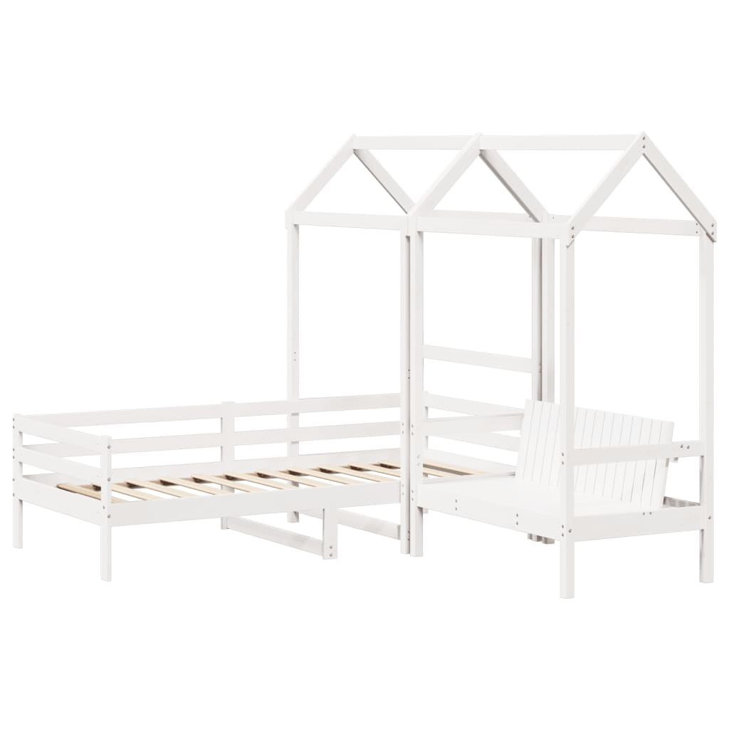 Dormeuse and Bench Set with White Roof 90x190cm Solid Pine
