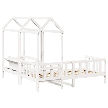 Dormeuse and Bench Set with White Roof 90x190cm Solid Pine