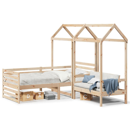 Set Dormeuse e Panca con Tetto 90x200cm Legno Massello di Pino